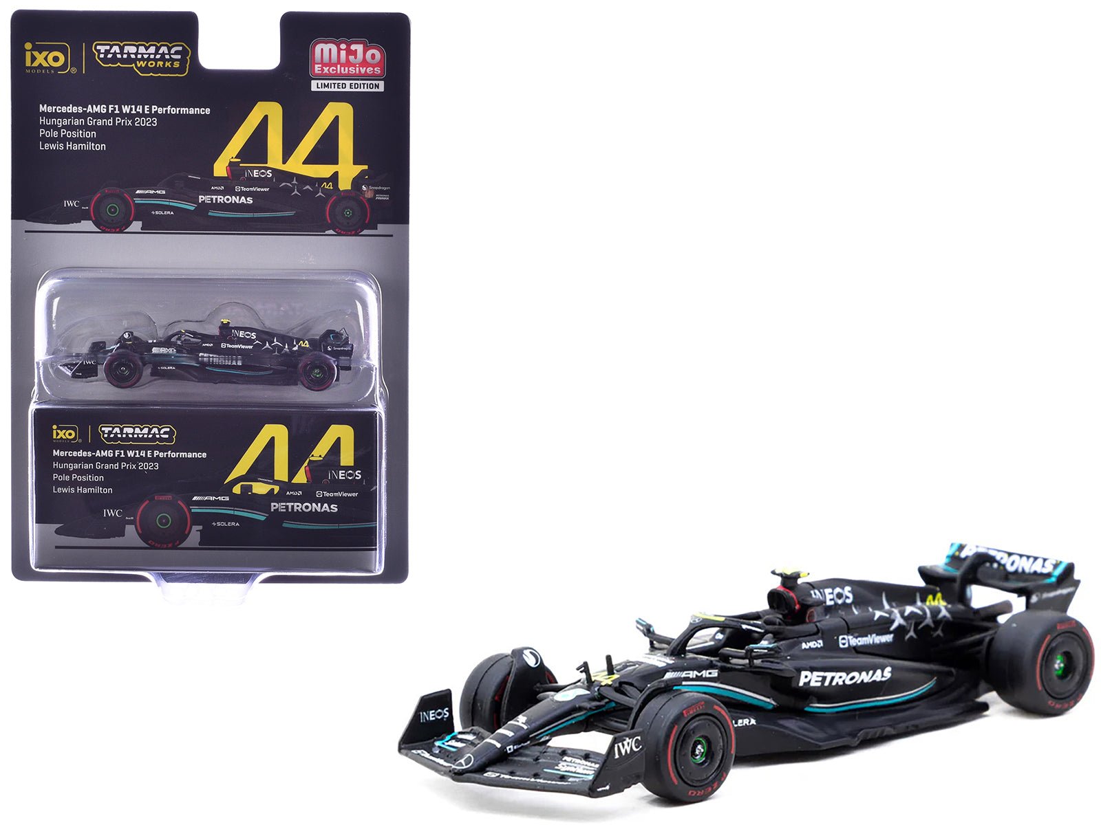 Mercedes - AMG F1 W14 E Performance 44 Lewis Hamilton Pole Position Formula One F1 "Hungarian GP" (2023) "Global64" Series 1/64 Diecast Model Car by Tarmac Works free shipping USA - Rapid Vehicles
