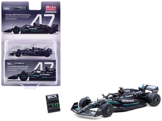 Mercedes - AMG F1 W14 E Performance 47 Mick Schumacher Formula One F1 "Spanish GP Tyre Testing" (2023) with Pit Board "Global64" Series 1/64 Diecast Model by Tarmac Works free shipping USA - Rapid Vehicles