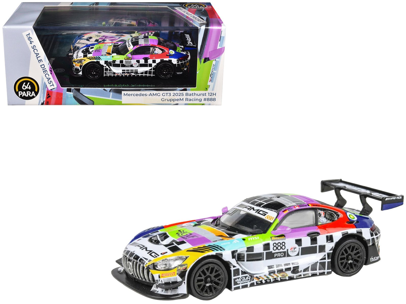 Mercedes - AMG GT3 888 Maro Engel - Mikael Grenier - Maxime Martin "GruppeM Racing" "Bathurst 12 Hour" (2025) 1/64 Diecast Model Car by Paragon Models free shipping USA - Rapid Vehicles