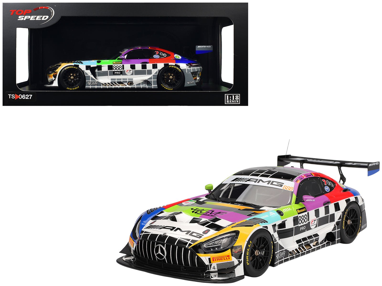 Mercedes - AMG GT3 888 Maro Engel - Mikael Grenier - Maxime Martin "Mercedes - AMG Team GMR" Meguiar's "Bathurst 12 Hour" (2025) 1/18 Model Car by Top Speed free shipping USA - Rapid Vehicles
