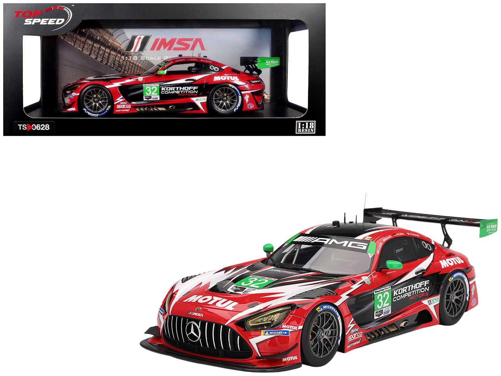 Mercedes - AMG GT3 EVO 32 Maximilian Gotz - Kenton Koch - Seth Lucas - Daniel Morad "Korthoff Competition Motors" IMSA "24 Hours of Daytona" (2025) 1/18 Model Car by Top Speed free shipping USA - Rapid Vehicles