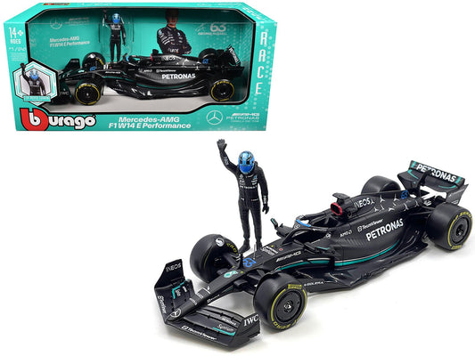 Mercedes - AMG W14 E Performance 63 George Russell "Petronas" Formula One F1 World Championship (2023) with Driver Figure 1/24 Diecast Model Car by Bburago free shipping USA - Rapid Vehicles