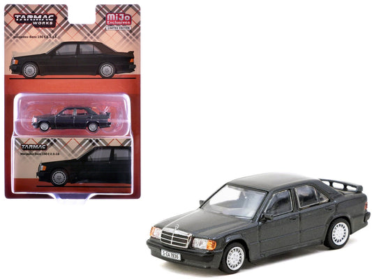 Mercedes - Benz 190 E 2.3 - 16 Blue - Black Metallic "Global64" Series 1/64 Diecast Model Car by Tarmac Works free shipping USA - Rapid Vehicles