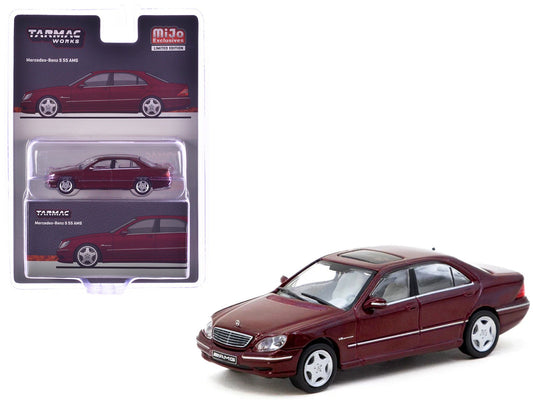 Mercedes - Benz S 55 AMG Bordeaux Red Metallic "Global64" Series 1/64 Diecast Model by Tarmac Works free shipping USA - Rapid Vehicles