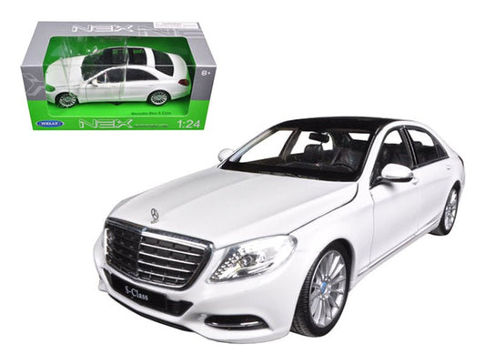 Mercedes Benz S Class with Sunroof White "NEX Models" 1/24 Diecast Model Car by Welly free shipping USA - Rapid Vehicles