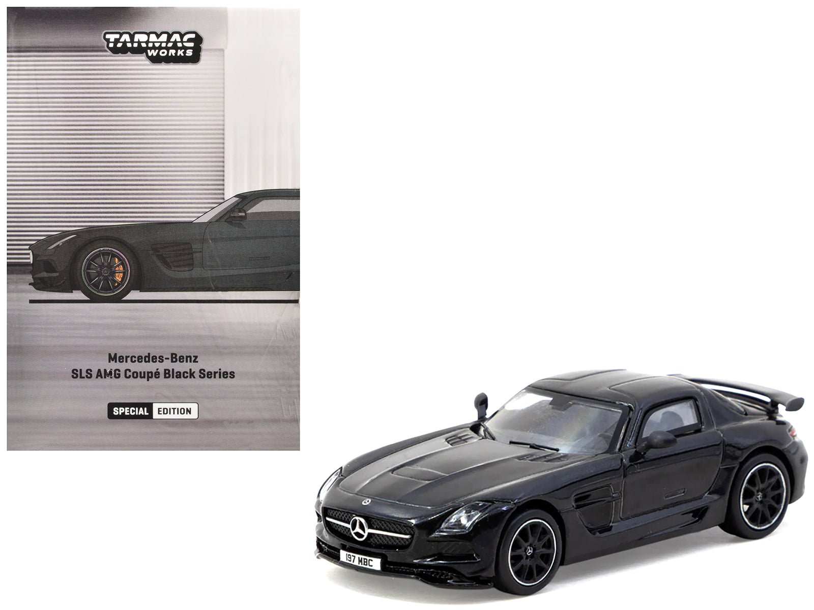 Mercedes - Benz SLS AMG Coupe Black Series Black Metallic "Global64" Series 1/64 Diecast Model by Tarmac Works free shipping USA - Rapid Vehicles