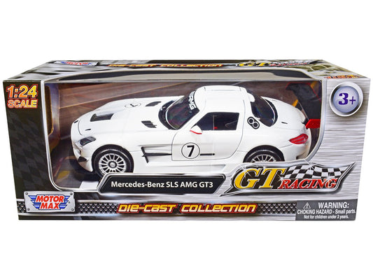 Mercedes - Benz SLS AMG GT3 7 White "GT Racing" Series 1/24 Diecast Model Car by Motormax free shipping USA - Rapid Vehicles