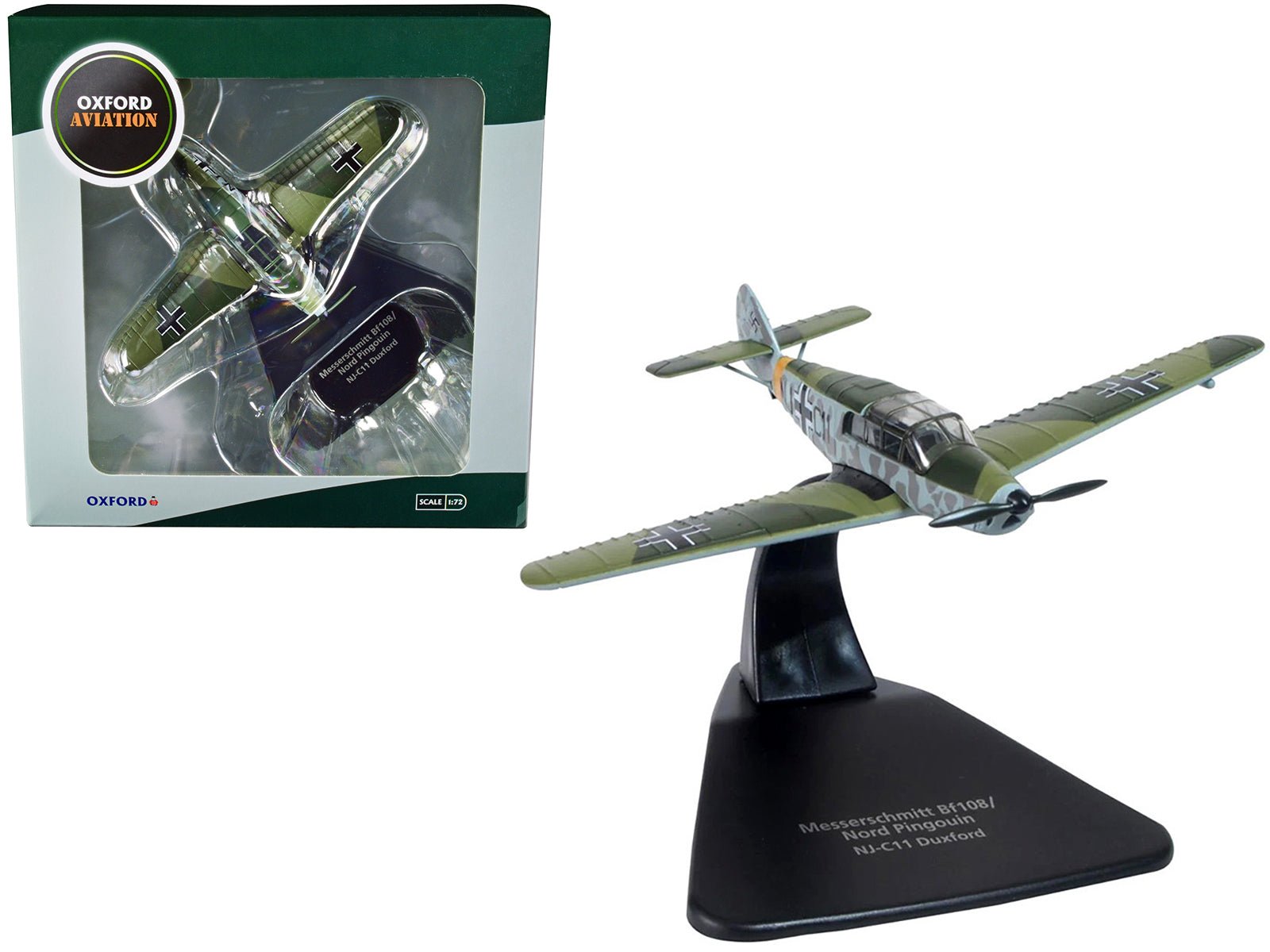 Messerschmitt Bf 108/Nord Pingouin War Plane NJ - C11 Duxford "Oxford Aviation" Series 1/72 Diecast Model Airplane by Oxford Diecast free shipping USA - Rapid Vehicles