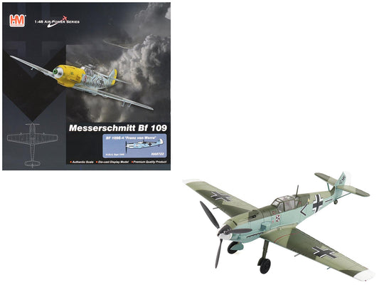 Messerschmitt BF 109E - 4 Fighter Aircraft "Franz von Werra II/JG - 3" (1940) German Luftwaffe "Air Power Series" 1/48 Diecast Model by Hobby Master free shipping USA - Rapid Vehicles