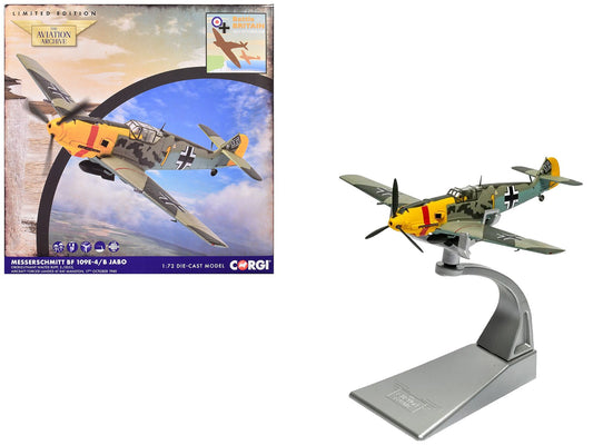 Messerschmitt Bf 109E - 4/B Jabo Fighter - Bomber Aircraft "Oberleutnant Walter Rupp 3./JG53 RAF Manston Battle of Britain" (1940) German Luftwaffe "The Aviation Archive" Series 1/72 Diecast Model by Corgi free shipping USA - Rapid Vehicles