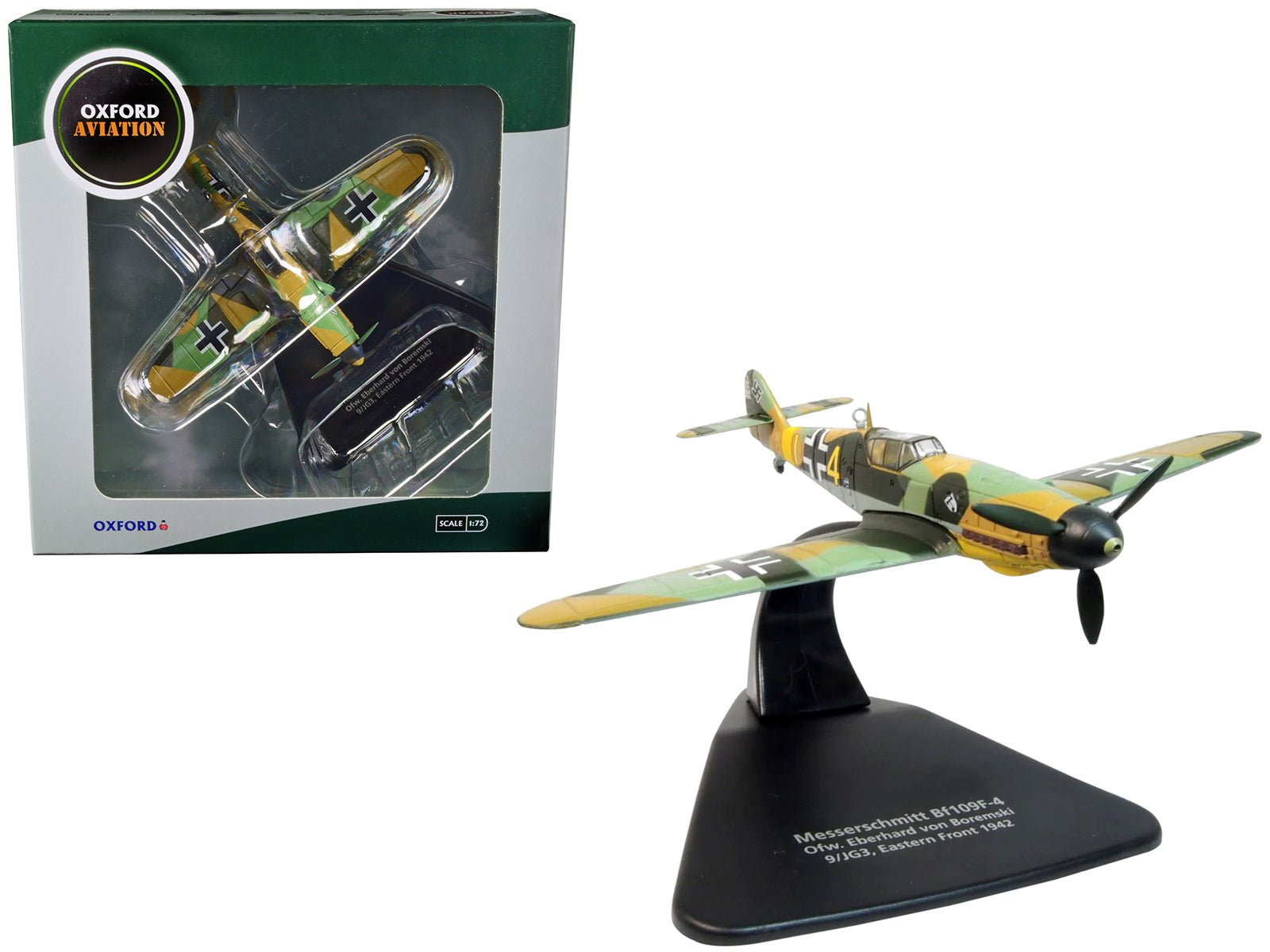Messerschmitt Bf 109F - 4 Fighter Plane "Ofw. Eberhard von Boremski 9/JG3 Eastern Front" (1942) "Oxford Aviation" Series 1/72 Diecast Model Airplane by Oxford Diecast free shipping USA - Rapid Vehicles