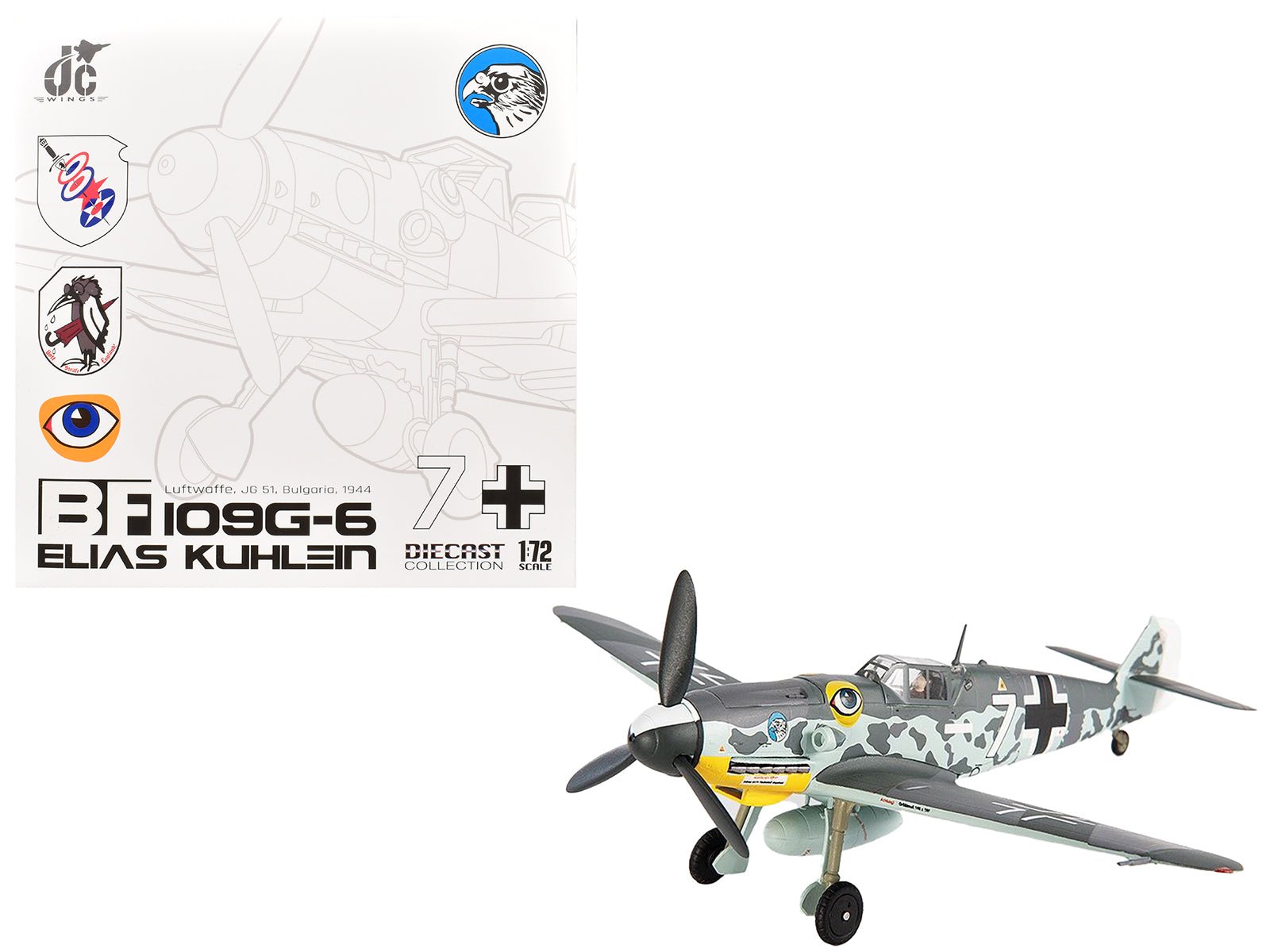 Messerschmitt BF 109G - 6 Fighter Aircraft "JG 51 Bulgaria" (1944) German Luftwaffe 1/72 Die Cast Model by JC Wings free shipping USA - Rapid Vehicles