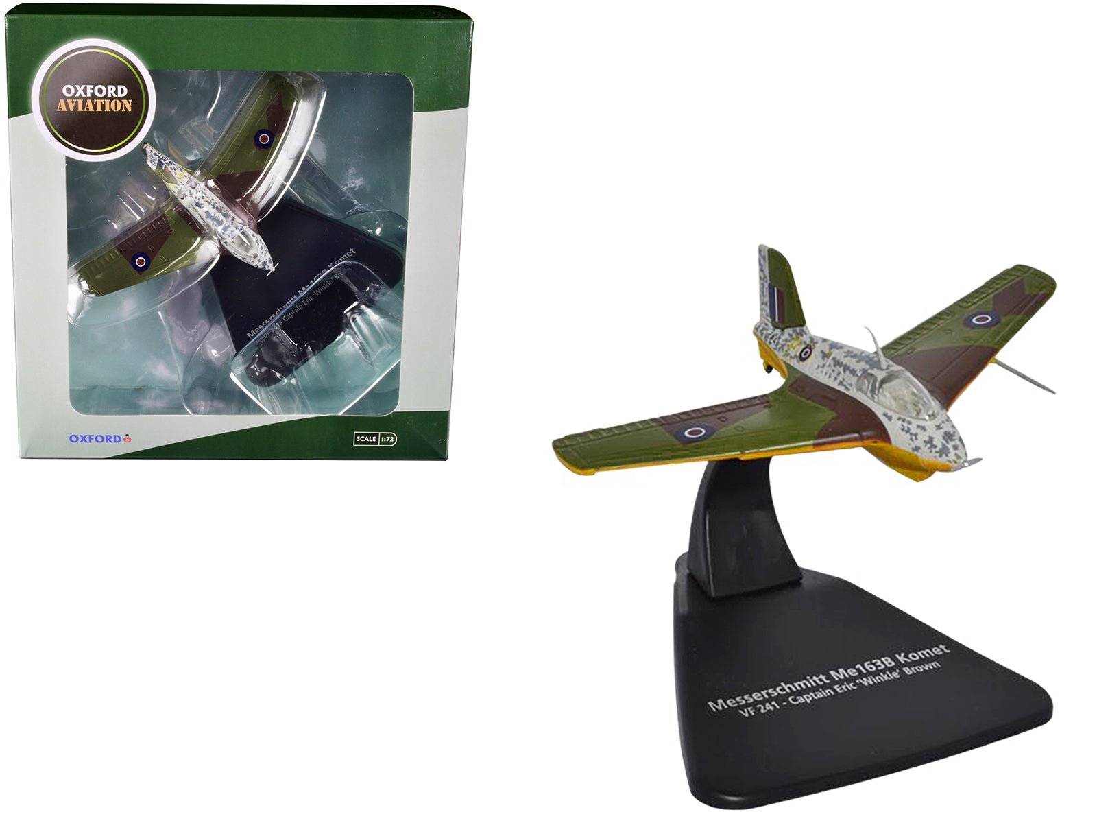 Messerschmitt Me 163B Komet Rocket Plane VF 241 Captain Eric 'Winkle' Brown "Oxford Aviation" Series 1/72 Diecast Model Airplane by Oxford Diecast free shipping USA - Rapid Vehicles