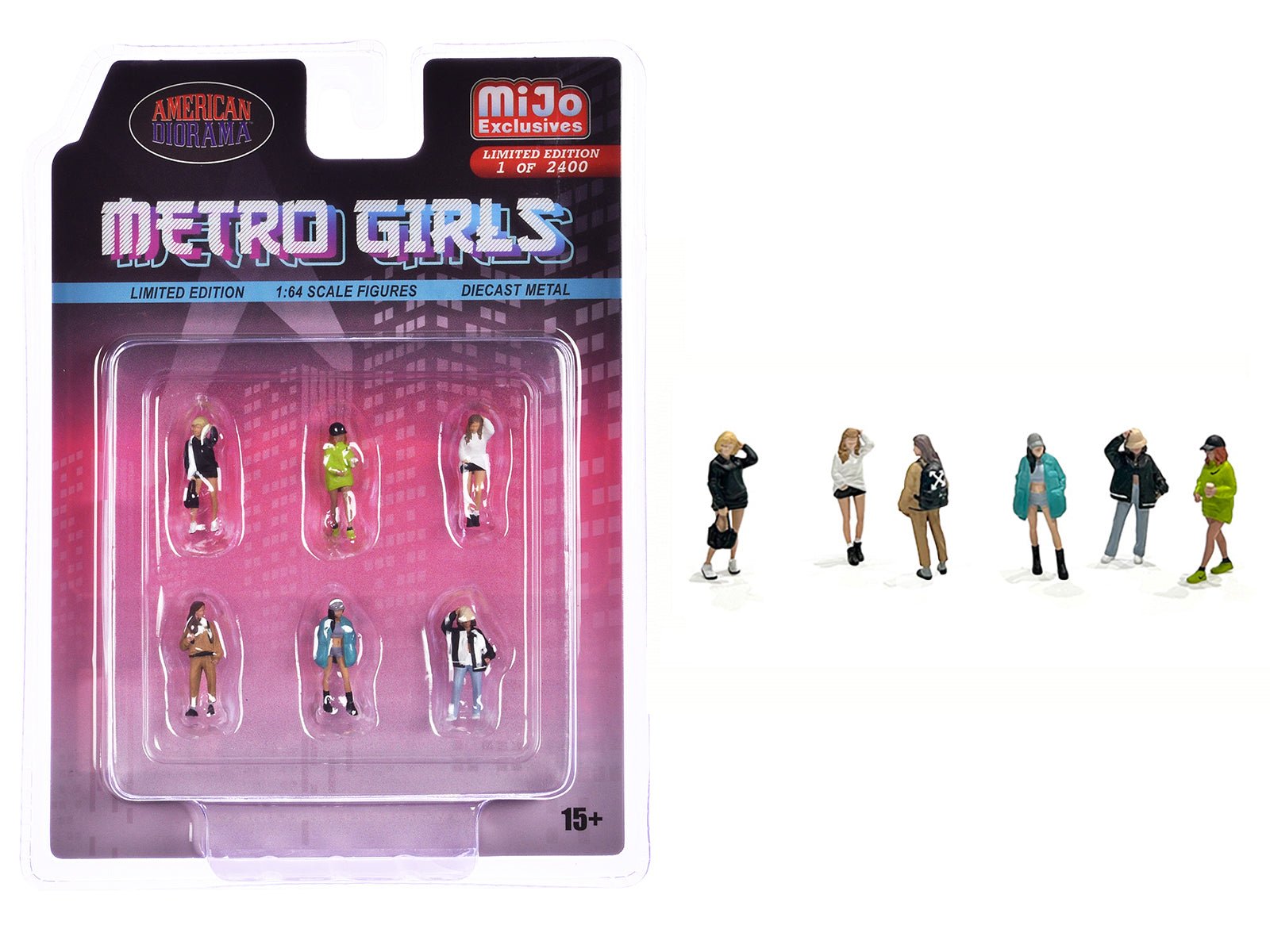 "Metro Girls" 6 piece Diecast Figure Set (6 Figures) Limited Edition to 2400 pieces Worldwide for 1/64 Scale Models by American Diorama free shipping USA - Rapid Vehicles