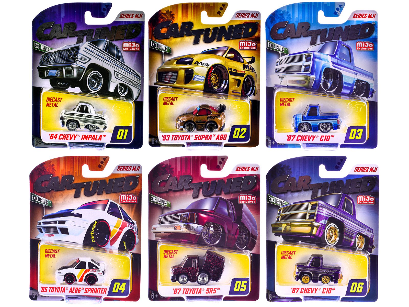 Mijo Exclusives Series MJ1 Set of 6 Pieces Diecast Model Cars by CarTuned free shipping USA - Rapid Vehicles