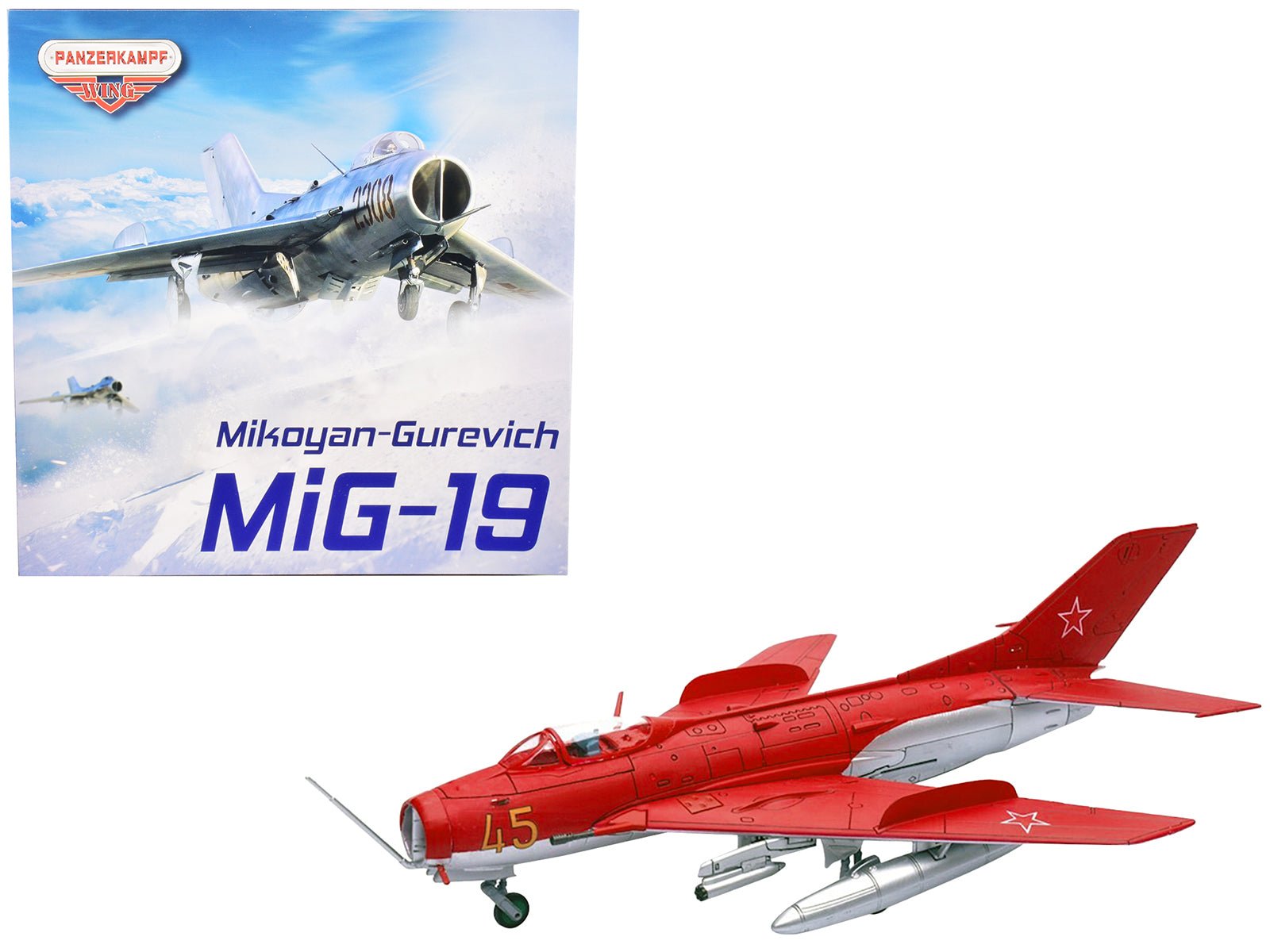 Mikoyan - Gurevich MiG - 19S Farmer C Fighter Aircraft "Yellow 45" "VVS Display Team Soviet Air Force Kubinka Air Base" (1960) "Wing" Series 1/72 Diecast Model by Panzerkampf free shipping USA - Rapid Vehicles