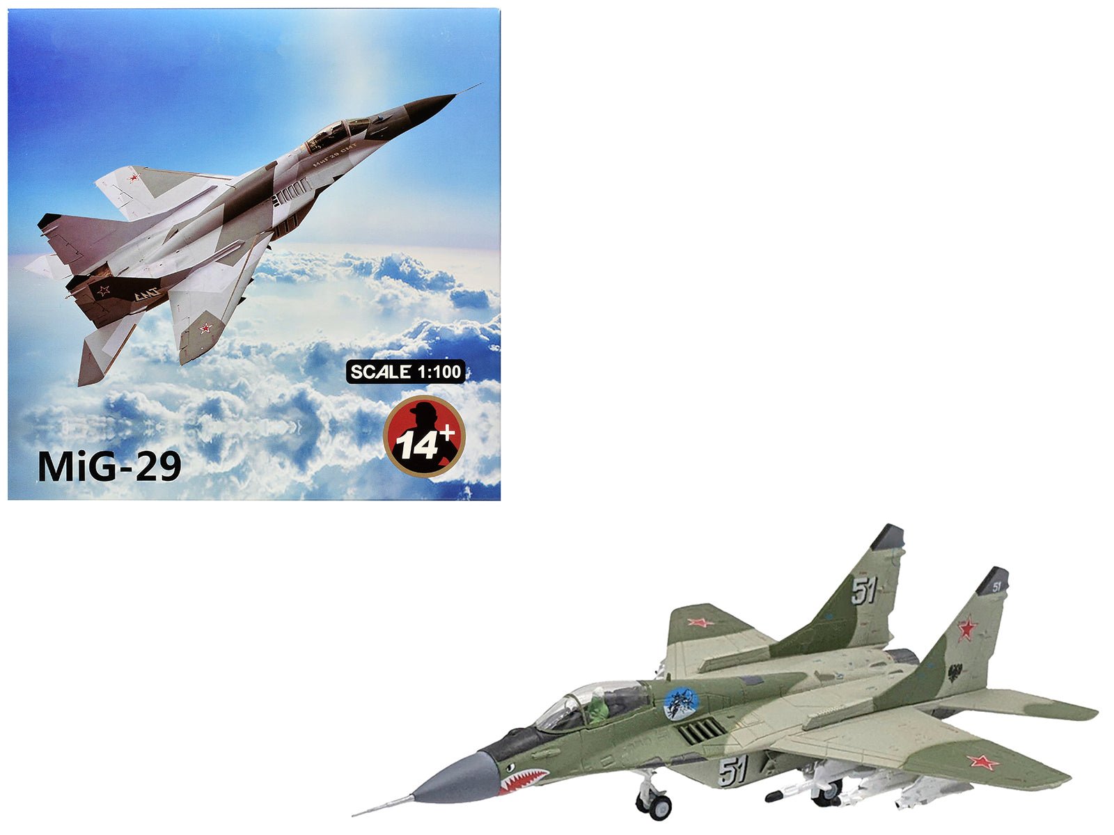 Mikoyan - Gurevich MiG - 29 Fighter Aircraft "120th GvIAP Domna Airfield" (2001) Russian Air Force 1/100 Diecast Model Airplane free shipping USA - Rapid Vehicles