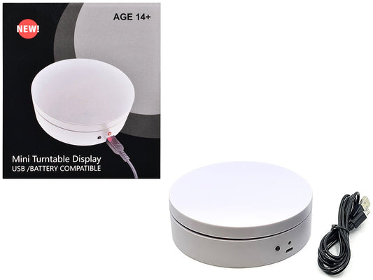 Mini Turntable Rotating Display Stand 4.75" with White Base for 1/64 Scale Model Cars free shipping USA - Rapid Vehicles