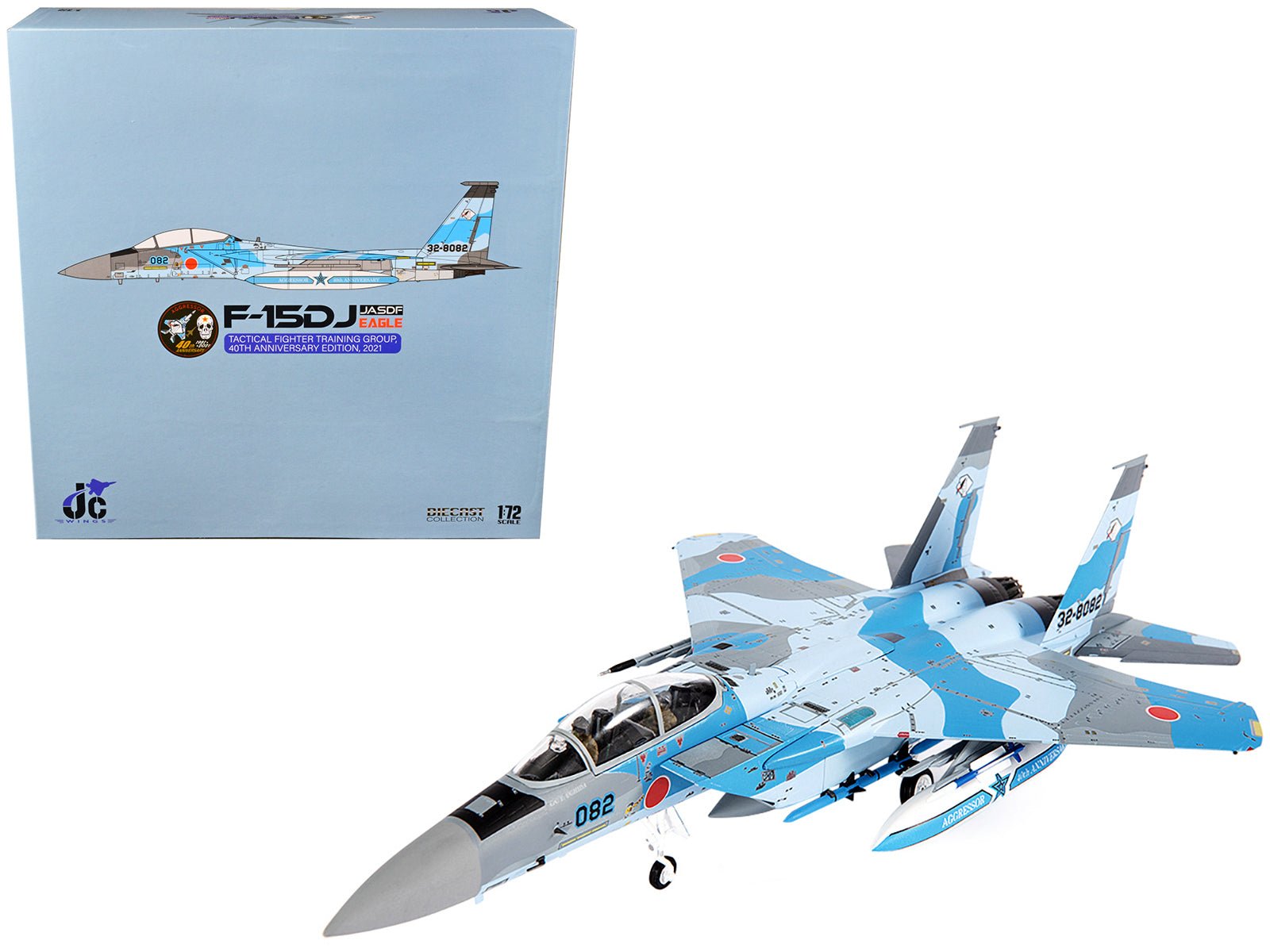 Mitsubishi F - 15DJ Eagle Fighter Plane "JASDF (Japan Air Self - Defense Force) Tactical Fighter Training Group 40th Anniversary Edition" (2021) 1/72 Diecast Model by JC Wings free shipping USA - Rapid Vehicles