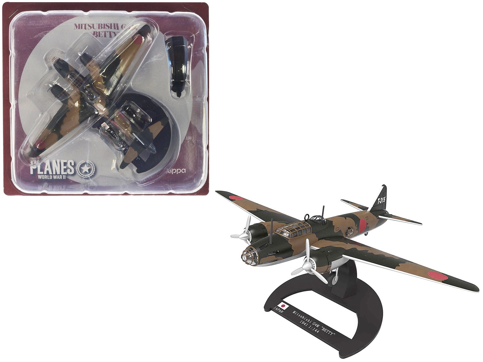 Mitsubishi G4M Bomber Aircraft "Betty Takao Kokutai Philippines" Imperial Japanese Navy (1941) "Planes of World War II" Series 1/144 Diecast Model Airplane by Luppa free shipping USA - Rapid Vehicles
