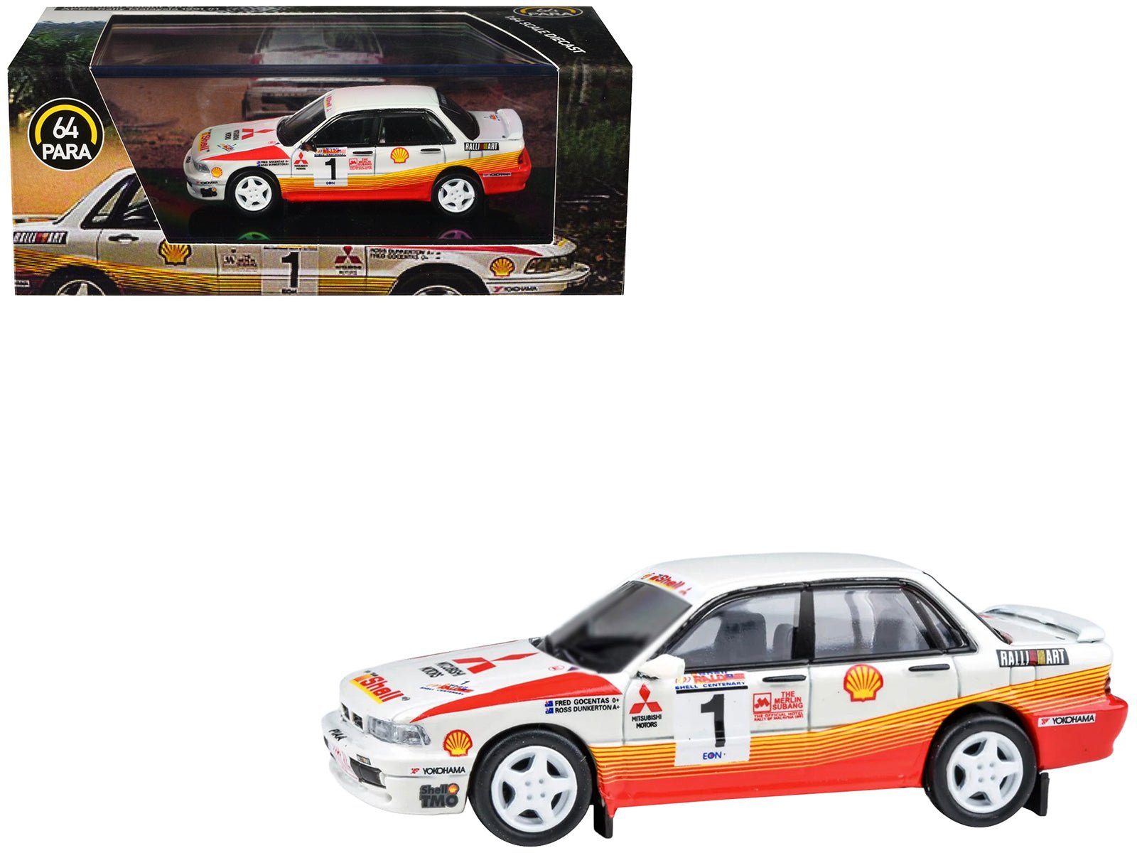 Mitsubishi Galant VR - 4 RHD (Right Hand Drive) 1 Ross Dunkerton - Fred Gocentas Winner "APRC Rally Malaysia" (1991) 1/64 Diecast Model Car by Paragon Models free shipping USA - Rapid Vehicles
