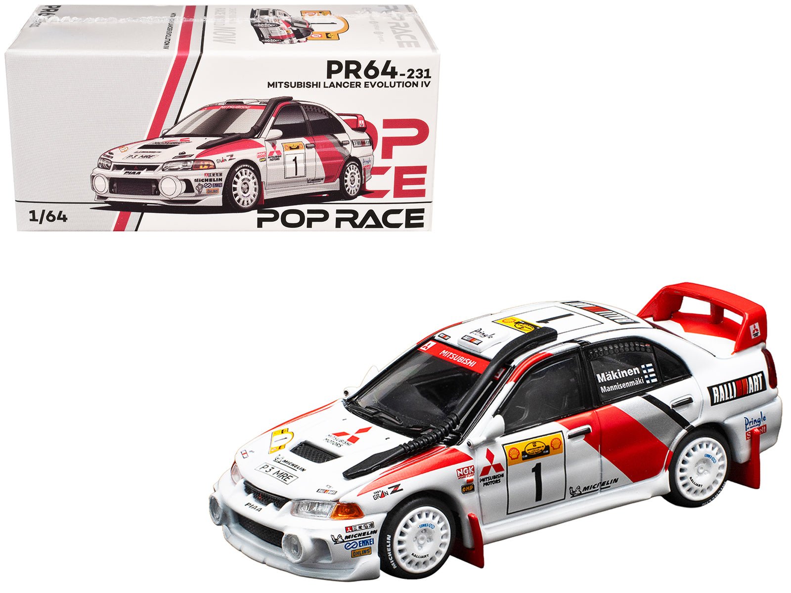 Mitsubishi Lancer Evolution IV RHD (Right Hand Drive) 1 Tommi Makinen - Risto Mannisenmaki "Safari Rally Kenya" (1998) 1/64 Diecast Model Car by Pop Race free shipping USA - Rapid Vehicles