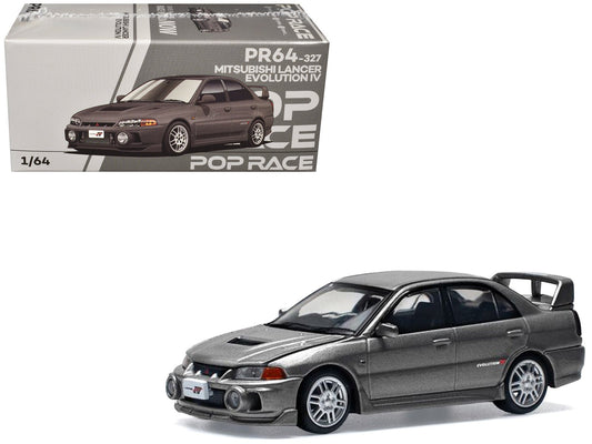 Mitsubishi Lancer Evolution IV RHD (Right Hand Drive) Dark Gray Metallic 1/64 Diecast Model Car by Pop Race free shipping USA - Rapid Vehicles