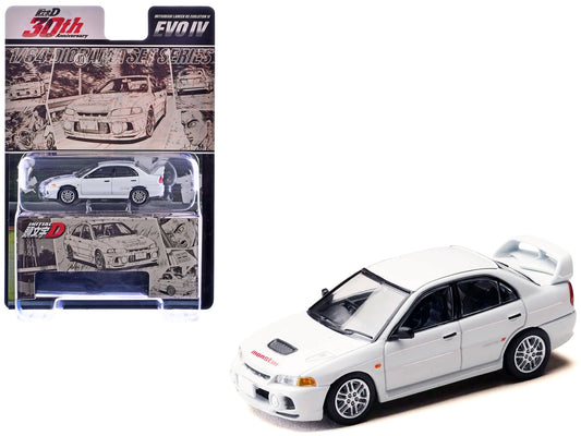 Mitsubishi Lancer RS Evolution IV RHD (Right Hand Drive) "MonStar" White "Initial D" (1995 - 2013) Manga "Diorama Set Series" 1/64 Diecast Model car by Hobby Japan free shipping USA - Rapid Vehicles
