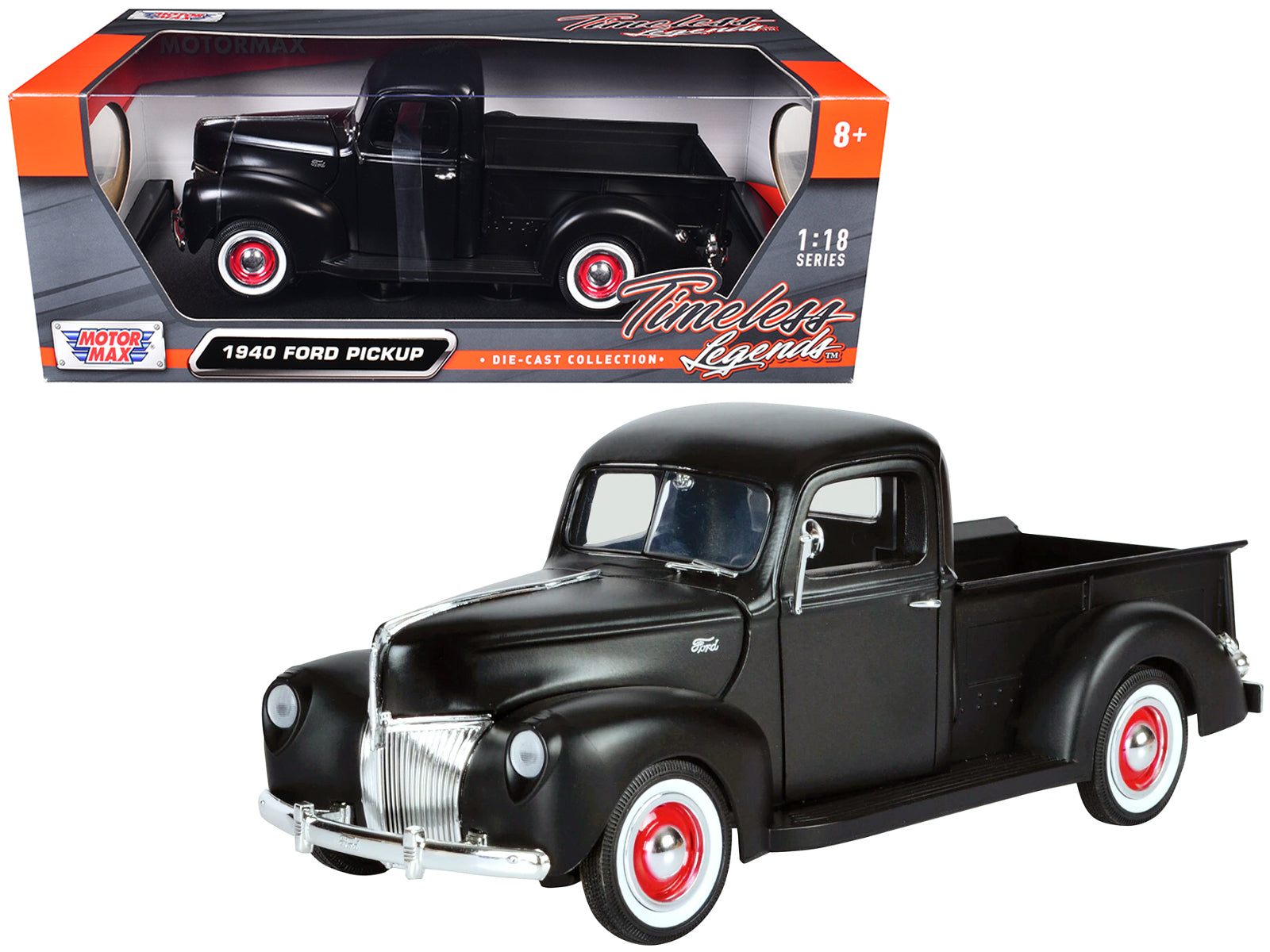 1940 Ford Pickup Matt Black 1/18 Diecast Model Car by Motormax free shipping USA