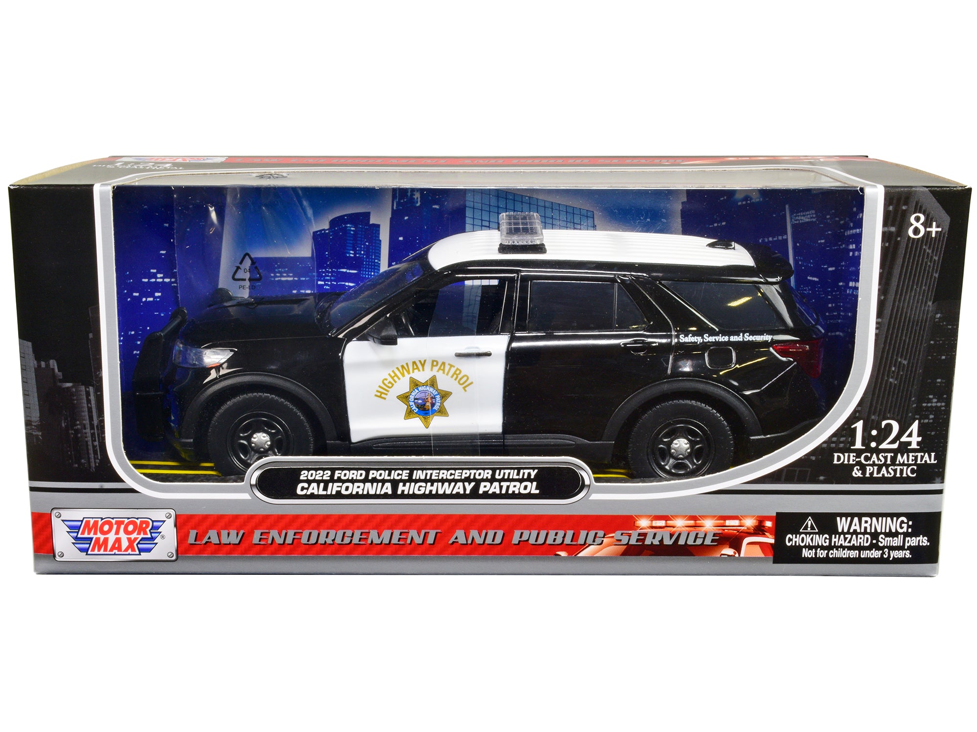 2022 Ford Police Interceptor Utility "California Highway Patrol" Black and White 1/24 Diecast Model Car by Motormax free shipping USA
