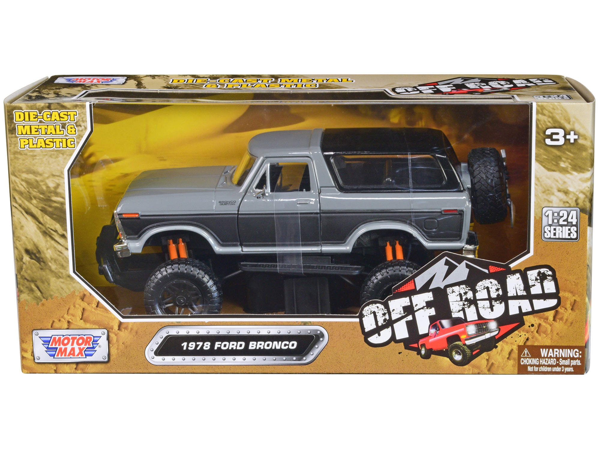 1978 Ford Bronco Custom Gray and Black "Off Road" Series 1/24 Diecast Model Car by Motormax free shipping USA