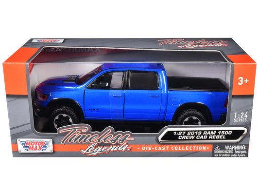2019 RAM Rebel 1500 Crew Cab Pickup Truck Blue Metallic "American Classics" Series 1/24-1/27 Diecast Model Car by Motormax free shipping USA