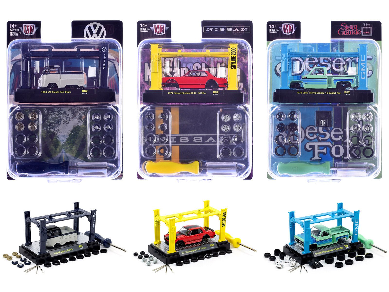 Model Kit 3 piece Car Set Release 82 Limited Edition to 8000 pieces Worldwide 1/64 Diecast Model Cars by M2 Machines free shipping USA - Rapid Vehicles