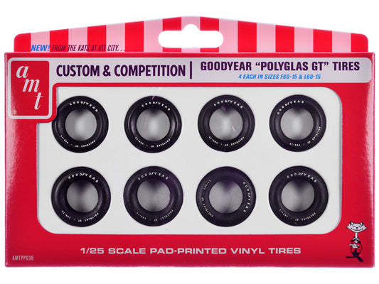 Model Kit "Goodyear Polyglas GT" Tires Set of 8 Pieces for 1/25 Scale Models by AMT free shipping USA - Rapid Vehicles