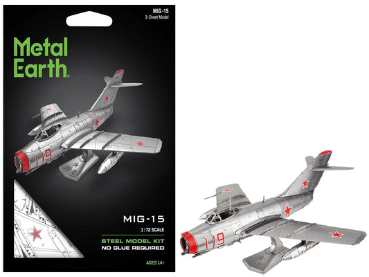 Model Kit Mikoyan - Gurevich MiG - 15 Fighter Aircraft "Korean War" Soviet Air Force (Moderate Difficulty) Steel Model by Metal Earth free shipping USA - Rapid Vehicles