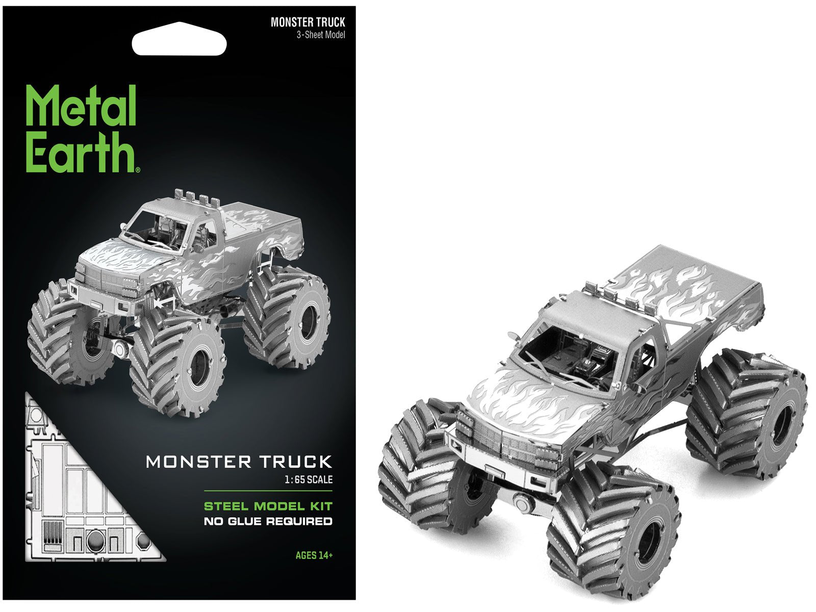 Model Kit Monster Truck with Flame Graphics (Moderate Difficulty) Steel Model by Metal Earth free shipping USA - Rapid Vehicles