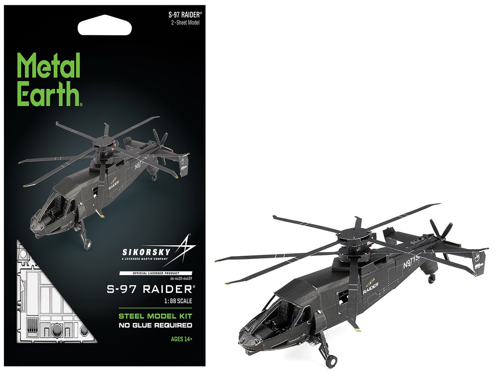 Model Kit Sikorsky S - 97 Raider Attack Helicopter "United States Army" (Challenging Difficulty) Steel Model by Metal Earth free shipping USA - Rapid Vehicles