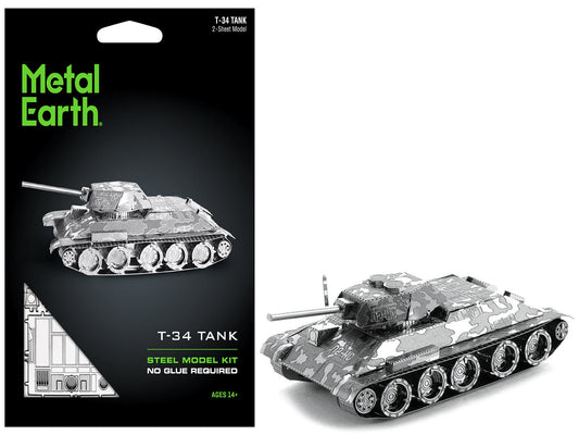 Model Kit Soviet T - 34 Tank (Moderate Difficulty) Steel Model by Metal Earth free shipping USA - Rapid Vehicles