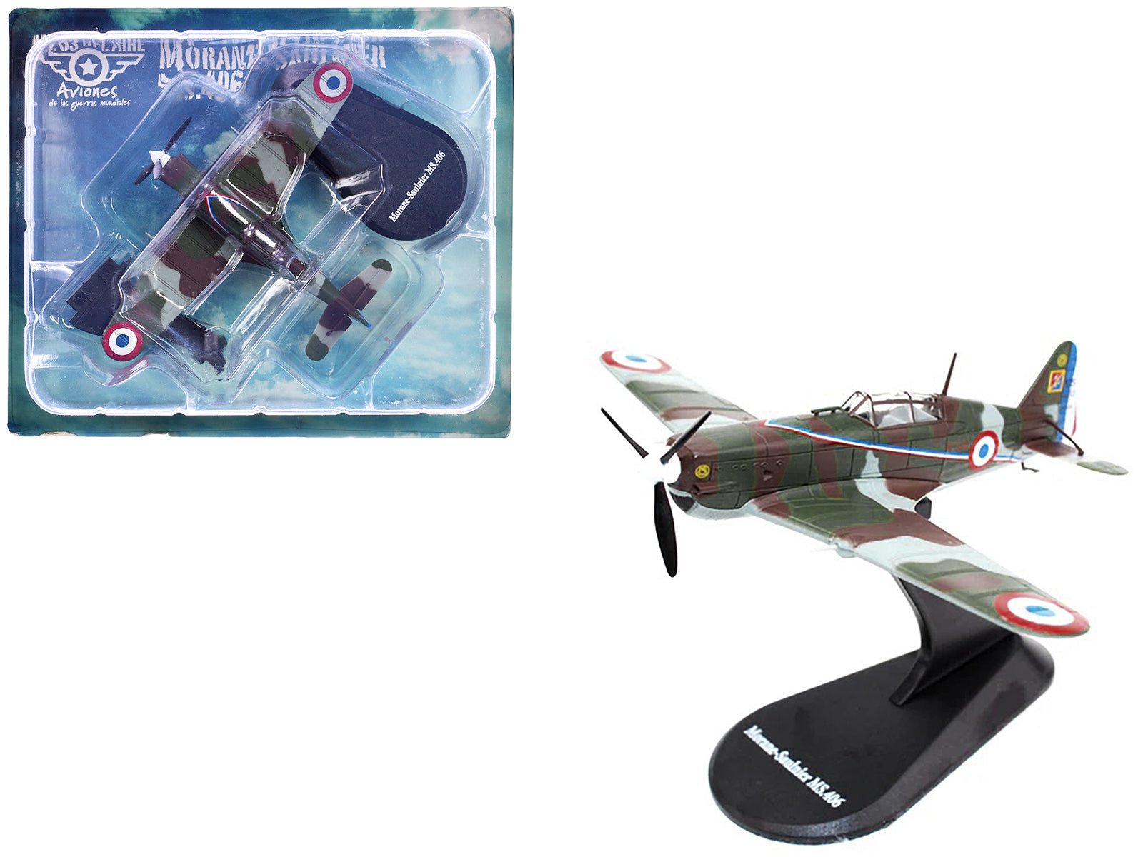 Morane - Saulnier MS.406 Fighter Aircraft "3/4 Escadrille GC II/3" Armee de l'Air (French Air Force) (1940) "Planes of World War II" Series 1/72 Diecast Model Airplane by Luppa free shipping USA - Rapid Vehicles