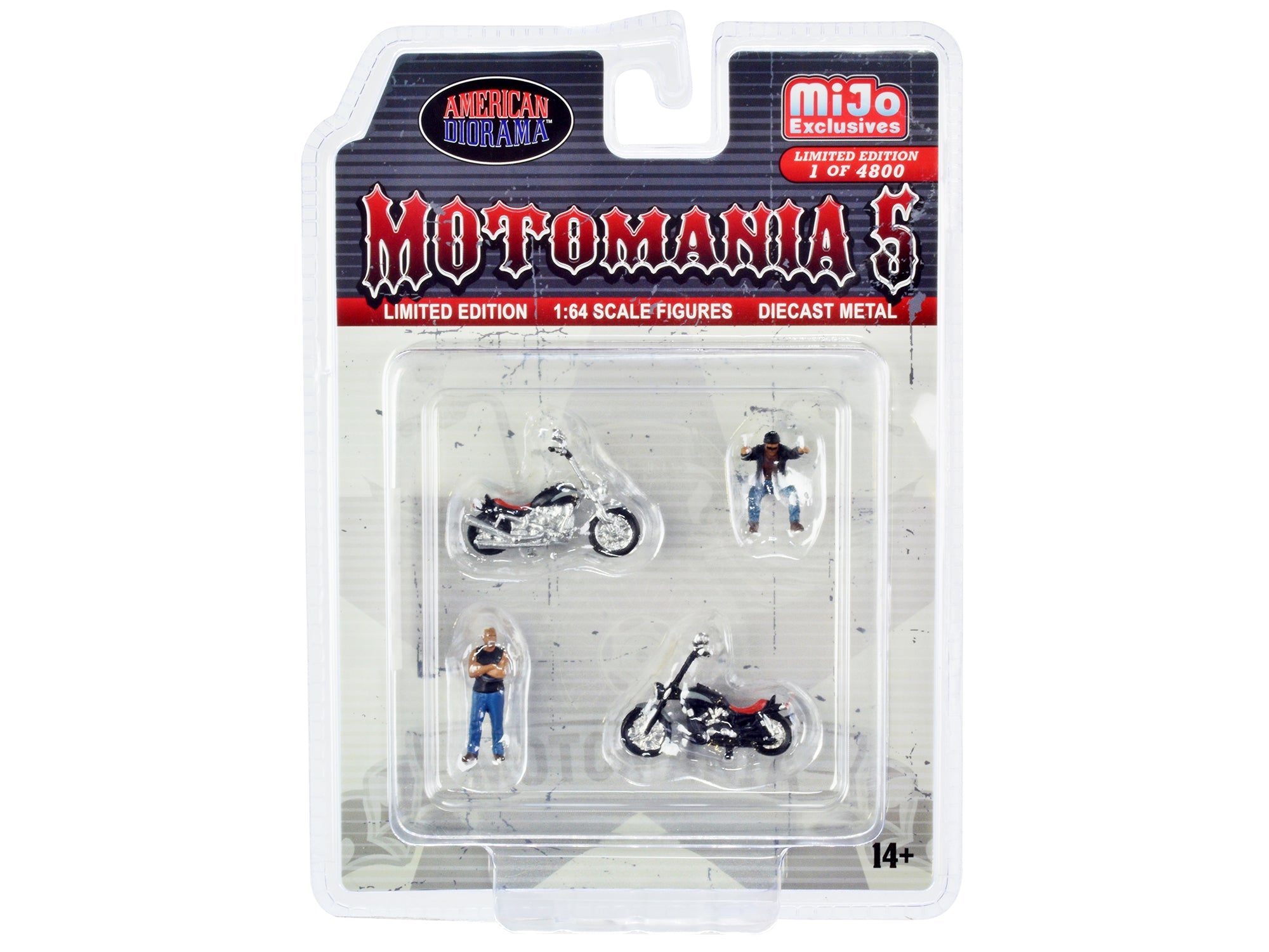 "Motomania 5" 4 piece Diecast Set (2 Figures and 2 Motorcycles) Limited Edition to 4800 pieces Worldwide for 1/64 Scale Models by American Diorama free shipping USA - Rapid Vehicles