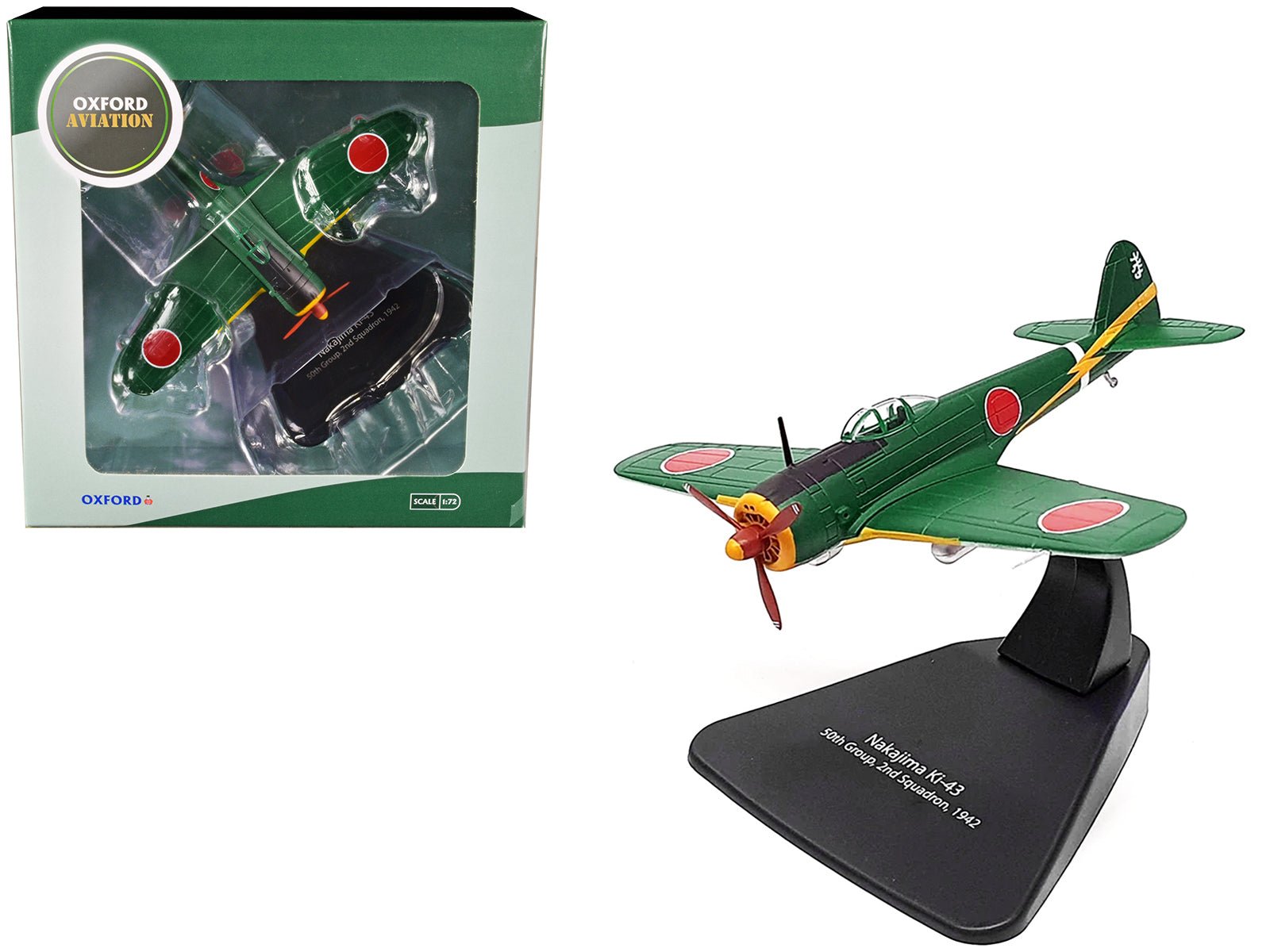 Nakajima Ki - 43 Hayabusa Fighter Plane 50th Group 2nd Squadron (1942) "Oxford Aviation" Series 1/72 Diecast Model Airplane by Oxford Diecast free shipping USA - Rapid Vehicles