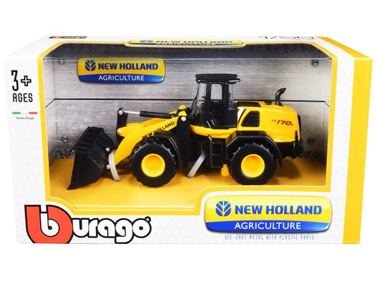 New Holland W170D Wheel Loader Yellow and Black "New Holland Agriculture" Series 1/50 Diecast Model by Bburago free shipping USA - Rapid Vehicles