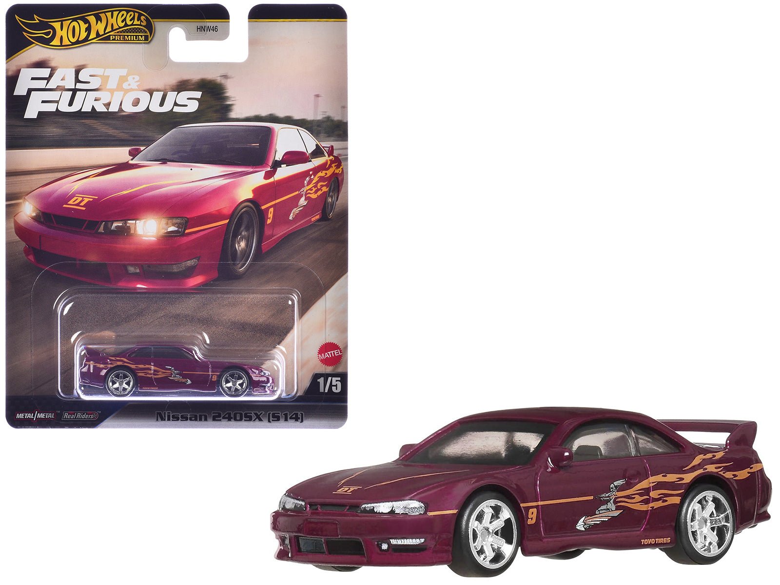 Nissan 240SX (S14) RHD (Right Hand Drive) Maroon with Graphics "The Fast and the Furious" (2001) Movie "Fast & Furious" Series Diecast Model Car by Hot Wheels free shipping USA - Rapid Vehicles