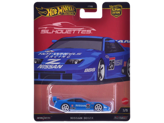 Nissan 300ZX 25 "Hot Wheels Racing" Blue "Silhouettes" Series Diecast Model Car by Hot Wheels free shipping USA - Rapid Vehicles