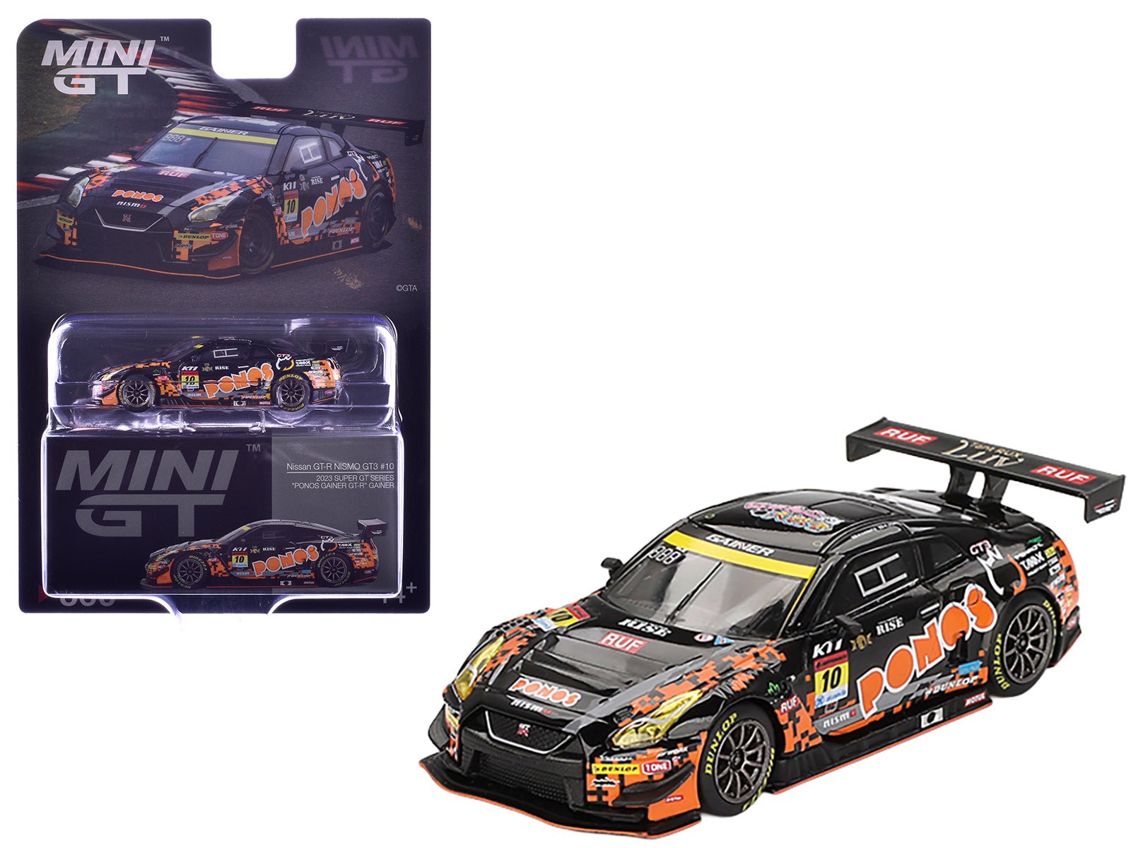 Nissan GT - R NISMO GT3 10 Hironobu Yasuda - Riki Okusa "PONOS GAINER" "Super GT Series" (2023) Limited Edition 1/64 Diecast Model Car by Mini GT free shipping USA - Rapid Vehicles