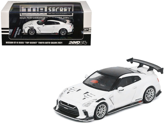 Nissan GT - R (R35) "Top Secret" RHD (Right Hand Drive) White with Black Top "Tokyo Auto Salon 2021" 1/64 Diecast Model Car by Inno Models free shipping USA - Rapid Vehicles