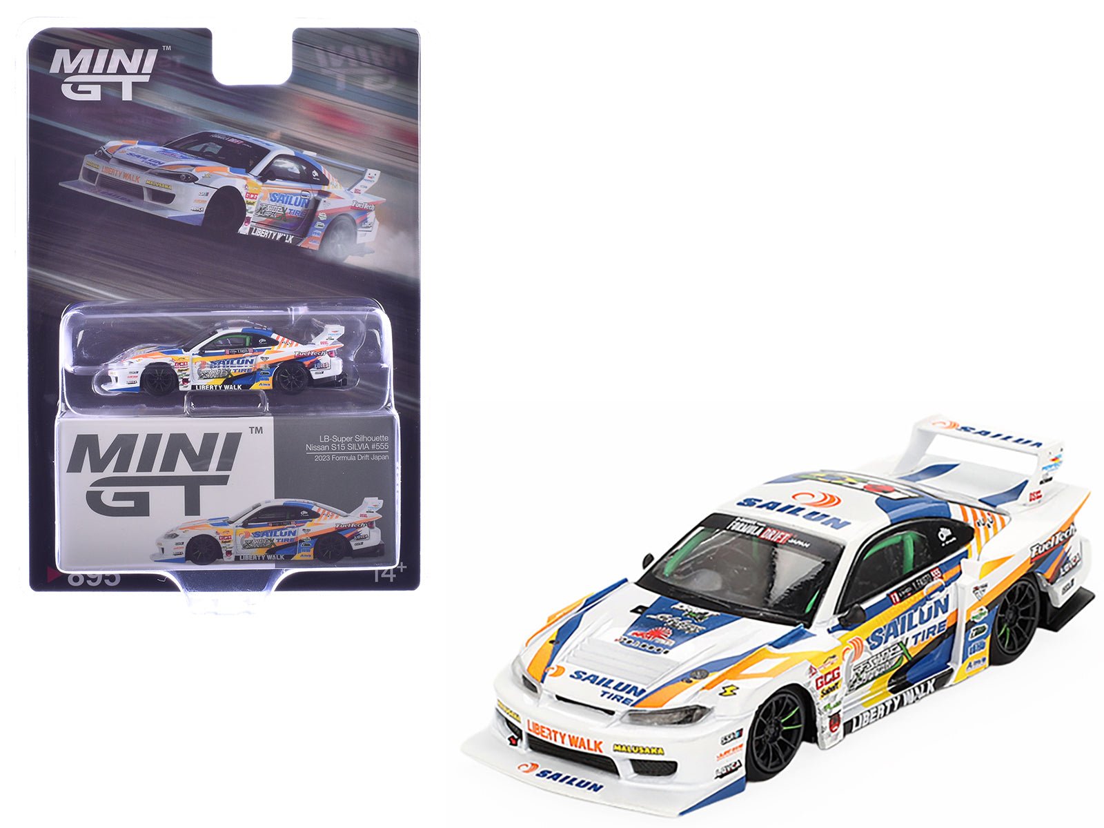 Nissan "LB - Super Silhouette" S15 SILVIA RHD (Right Hand Drive) 555 Yukio Fausto "Formula Drift Japan" (2023) Limited Edition 1/64 Diecast Model Car by Mini GT free shipping USA - Rapid Vehicles