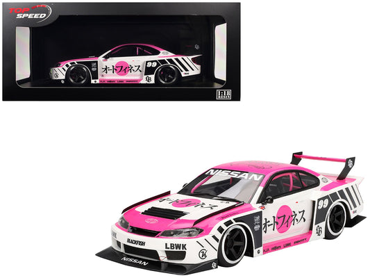 Nissan "LB - Super Silhouette" S15 SILVIA RHD (Right Hand Drive) 99 "Auto Finesse - SEMA 2023" White and Pink 1/18 Model Car by Top Speed free shipping USA - Rapid Vehicles