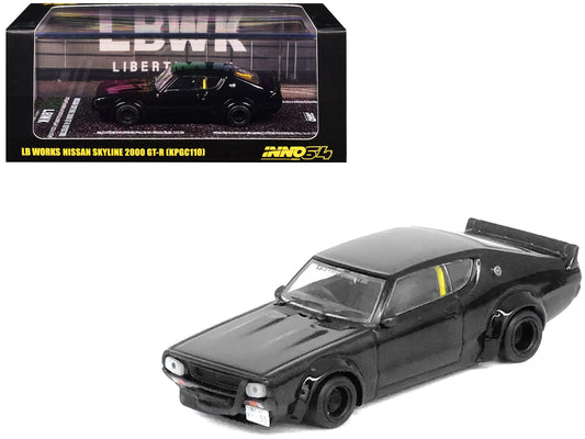 Nissan Skyline 2000 GT - R (KPGC110) RHD (Right Hand Drive) "LB - Works" Black 1/64 Diecast Model Car by Inno Models free shipping USA - Rapid Vehicles