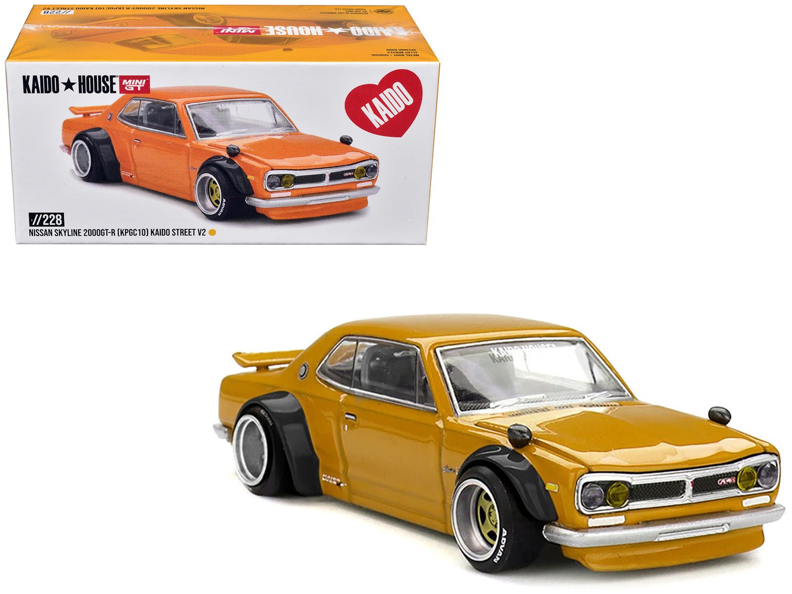 Nissan Skyline 2000GT - R (KPGC10) RHD (Right Hand Drive) "Kaido Street V2" Yellow (Designed by Jun Imai) "Kaido House" Special 1/64 Diecast Model Car by Mini GT free shipping USA - Rapid Vehicles